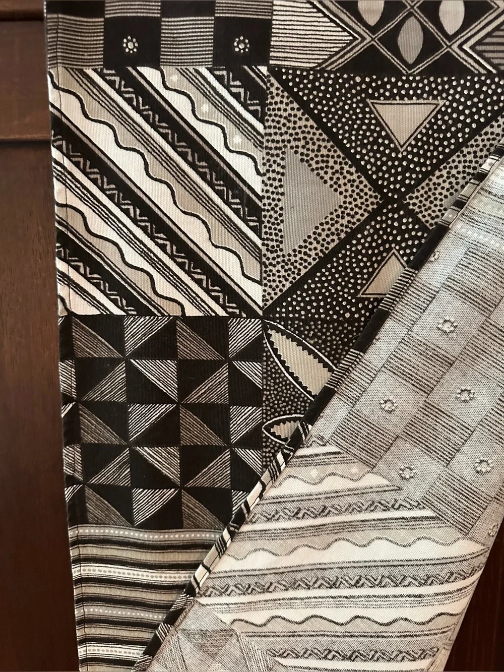 Geometric table runner • black, white, gray
